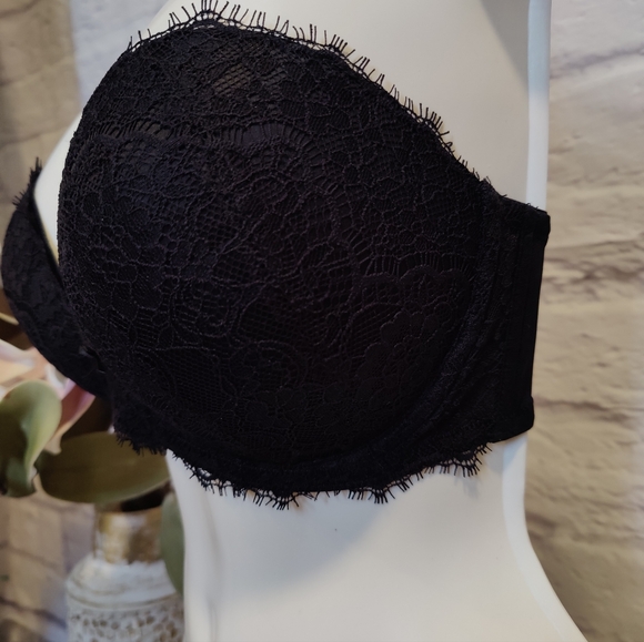 DOBREVA Women's Strapless Push Up Bra Lace  Plunge Padded Underwire Bra 32DD - Picture 7 of 10